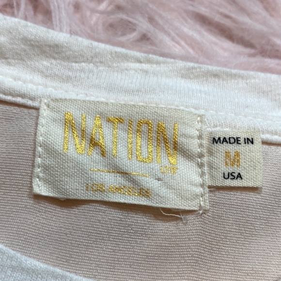 Nation LTD Marie Velvet Short Sleeve Tee Pink Cream sz M - Picture 11 of 13